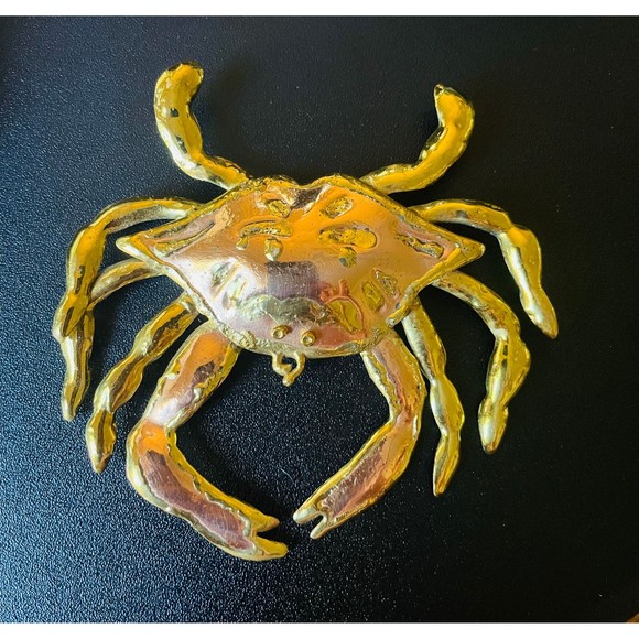 Large Vintage Gold Copper Crab Brooch - Picture 3 of 6